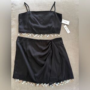 NWT Jason Wu Mother of Pearl Fringe Set in Black